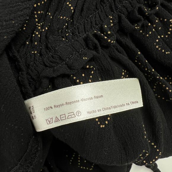 Free People Jolene Mini Slip Black Gold Dot Mini Dress Size Medium - Picture 5 of 7